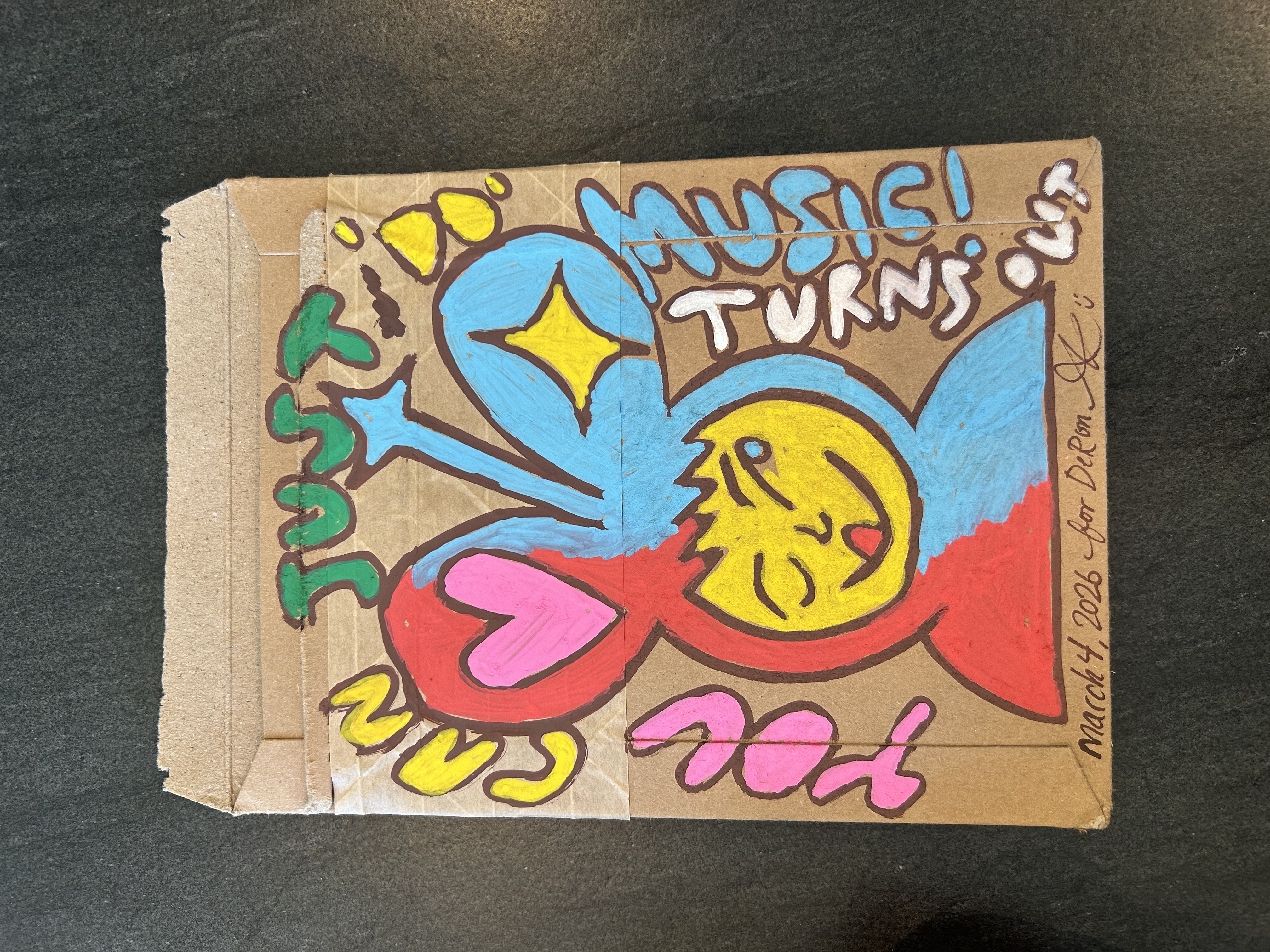 Music Beanbeam on cardboard